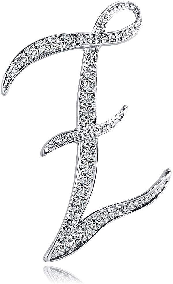 Letter Brooch Pins Initial Rhinestone Brooch for Women Crafts Silvery A-Z