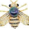Honey Bee Brooches Crystal Insect Themed Bee Brooch Animal Fashion Shell Pearl Brooch Pin Gold Tone