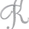 Letter Brooch Pins Initial Rhinestone Brooch for Women Crafts Silvery A-Z