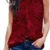 Womens Casual Sleeveless Shirts Halter Neck Leopard Print Tank Top and Blouses