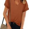 Women V Neck Chiffon Blouse Short Sleeve Summer Casual Loose Shirt Tops