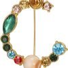 Crystal Pearl Initial Brooch Gold Plated Enamel Colorful Letter Alphabet Breastpin Pin for GIFTS