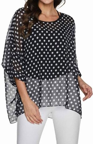 61JQECe4VJL._AC_SL1001 Women Chiffon Blouse Floral Batwing Sleeve Beach Cover Loose Tunic Shirt Tops