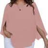 61KXE_VnxrL._AC_SL1500 Women Summer Batwing Sleeve Chiffon Tunic Tops Dressy Scoop Neck Casual Loose Flowy Shirts