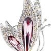 Vintage Rhinestone Crystal Inlaid Butterfly Brooch Women Girls Party Elegant Insect Enamel Pins(Purple)