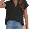 61MjuS4KP3L._AC_SL1500 Women White Button Down Shirt Dressy Casual Work Tops Chiffon Blouse Summer Short Sleeve Shirts