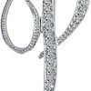 Letter Brooch Pins Initial Rhinestone Brooch for Women Crafts Silvery A-Z