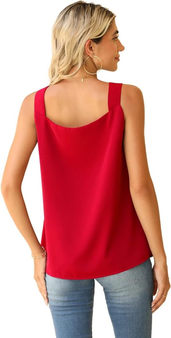 Blouse Tank Tops for Women Casual Summer Square Neck Chiffon Blouse Loose Flowy Sleeveless Tunic Shirts