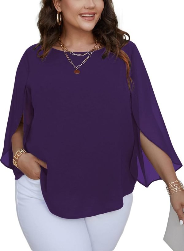 61OptDEd2_L._AC_SL1500 Women Summer Batwing Sleeve Chiffon Tunic Tops Dressy Scoop Neck Casual Loose Flowy Shirts