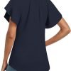 Womens 2024 Summer Tunic Tops Casual Short Sleeve Blouses V Neck Dressy Chiffon Boho Tshirts