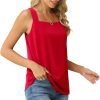 Blouse Tank Tops for Women Casual Summer Square Neck Chiffon Blouse Loose Flowy Sleeveless Tunic Shirts