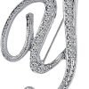 Letter Brooch Pins Initial Rhinestone Brooch for Women Crafts Silvery A-Z