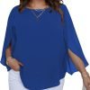 61SiwjXP9CL._AC_SL1500 Women Summer Batwing Sleeve Chiffon Tunic Tops Dressy Scoop Neck Casual Loose Flowy Shirts
