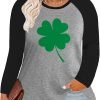 Plus Size T Shirt for Women Long Sleeve Raglan Tops Tee Shirts Color Block Top Leopard Plaid Print XL-5XL 14W-28W