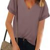 Women V Neck Chiffon Blouse Short Sleeve Summer Casual Loose Shirt Tops