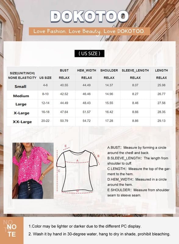 Women's Casual V Neck Alicia Floral Print Smocked Short Sleeve Chiffon Blouses Bohemian Top Shirts