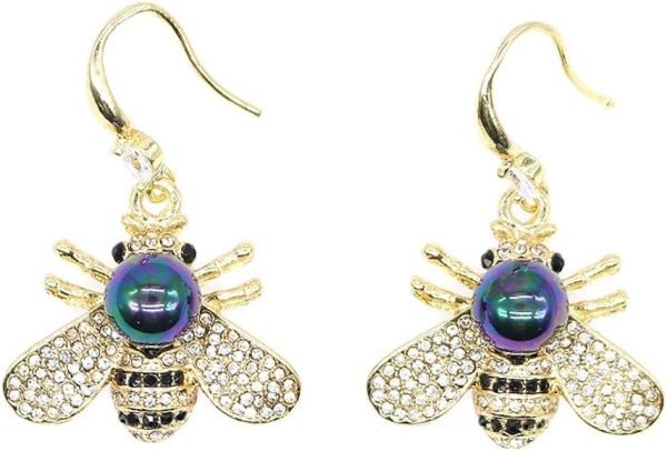 Honey Bee Brooches Crystal Insect Themed Bee Brooch Animal Fashion Shell Pearl Brooch Pin Gold Tone