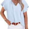 Womens 2024 Summer Tunic Tops Casual Short Sleeve Blouses V Neck Dressy Chiffon Boho Tshirts