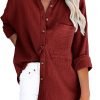 Women's V Neck Short Sleeve Button Down Shirts Casual Chiffon Blouses Tops