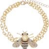 Honey Bee Brooches Crystal Insect Themed Bee Brooch Animal Fashion Shell Pearl Brooch Pin Gold Tone