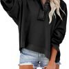 Hoodies for Women 2024 Fashion Fall V Neck Button Down Long Sleeve Hooded Sweatshirts Tops