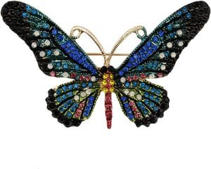 61VbqqoFxfL._AC_SL1500 Women Large Colorful Butterfly Shaped Brooch Pin Rhinestone Crystal Butterfly Lapel Pin for Coats Jackets Sweaters Accessories