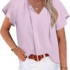 Womens 2024 Summer Tunic Tops Casual Short Sleeve Blouses V Neck Dressy Chiffon Boho Tshirts