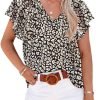 Women's Casual Boho Floral Print V Neck Long Sleeve T Shirt Blouses