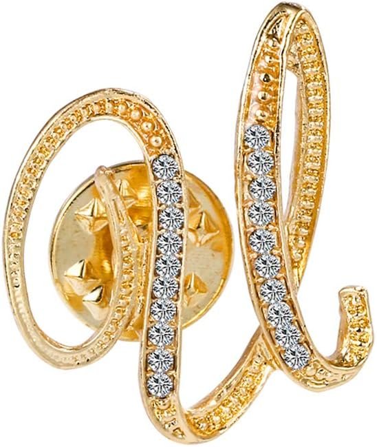 Initial Letter Brooch Pin Small Lapel Pin Tie Tack Name Personalized Gifts for Women Men Gold A-Z