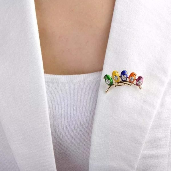 Colorful Little Birds Brooch Pins Alloy & Crystal Brooch Jewelry Gifts Useful and Practical