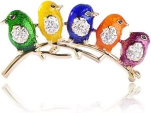 61YZBSku9kL._AC_SL1000 Colorful Little Birds Brooch Pins Alloy & Crystal Brooch Jewelry Gifts Useful and Practical
