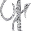 Letter Brooch Pins Initial Rhinestone Brooch for Women Crafts Silvery A-Z