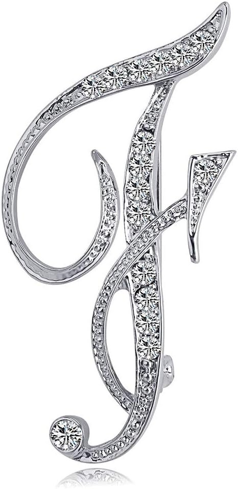 Letter Brooch Pins Initial Rhinestone Brooch for Women Crafts Silvery A-Z