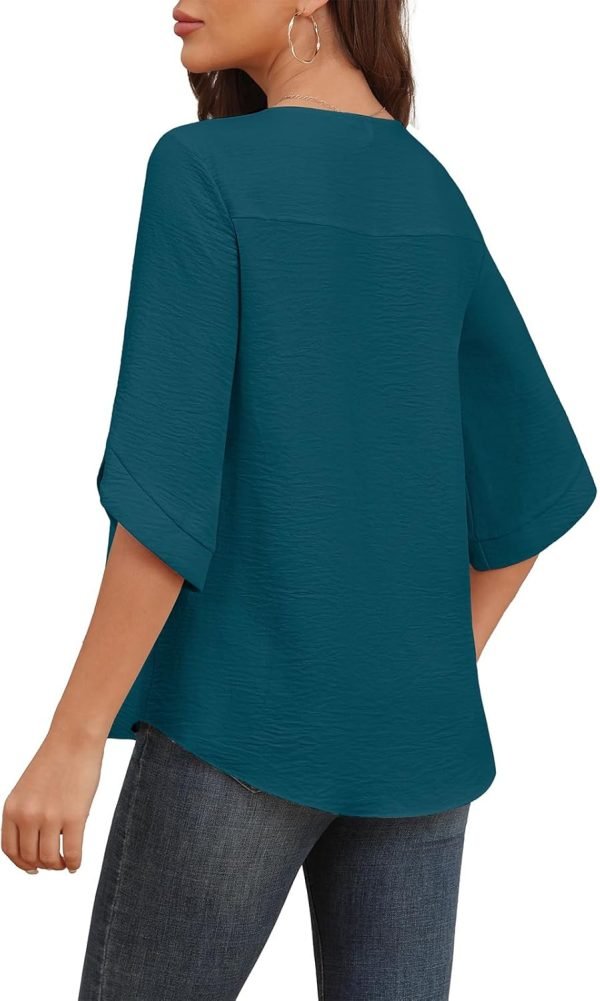 Women's 2024 Summer Chiffon Blouses Bell Short Sleeve Tshirts Casual Loose Flowy Dressy Work Tops for Leggings Blouse