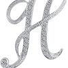 Letter Brooch Pins Initial Rhinestone Brooch for Women Crafts Silvery A-Z