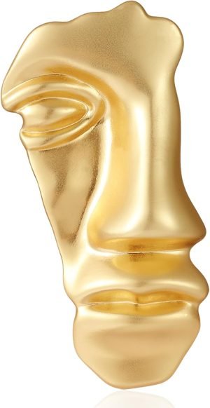 Vintage Mask Brooch Minimalist Metal Figure Brooches for Women Men