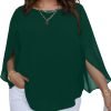 61awprntquL._AC_SL1500 Women Summer Batwing Sleeve Chiffon Tunic Tops Dressy Scoop Neck Casual Loose Flowy Shirts