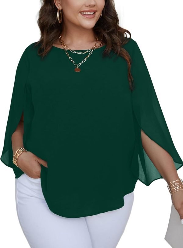 61awprntquL._AC_SL1500 Women Summer Batwing Sleeve Chiffon Tunic Tops Dressy Scoop Neck Casual Loose Flowy Shirts