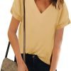 Women V Neck Chiffon Blouse Short Sleeve Summer Casual Loose Shirt Tops
