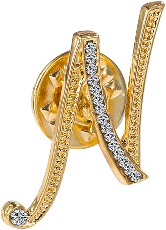 Initial Letter Brooch Pin Small Lapel Pin Tie Tack Name Personalized Gifts for Women Men Gold A-Z