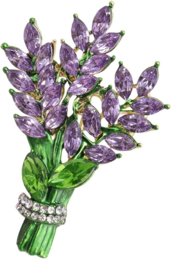 Lavender flower brooch crystal rhinestone tulip brooch elegant accessories jewelry women brooches and pins fashion jewelry wedding flowers lapel pin