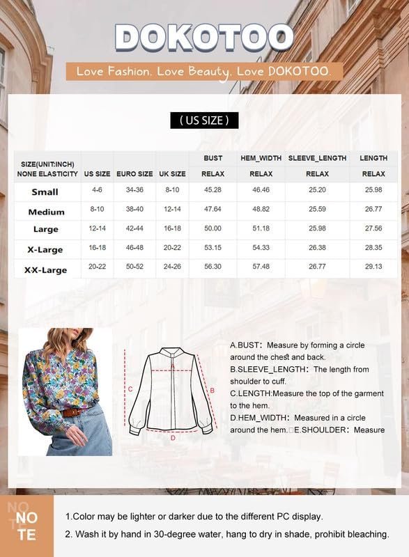 61cX0RVZzdL._AC Women's Casual V Neck Easel Floral Print Long Sleeve Blouses Smocked Button Down Shirts Bohemian Top