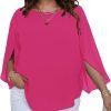 61dWv0P5pYL._AC_SL1500 Women Summer Batwing Sleeve Chiffon Tunic Tops Dressy Scoop Neck Casual Loose Flowy Shirts