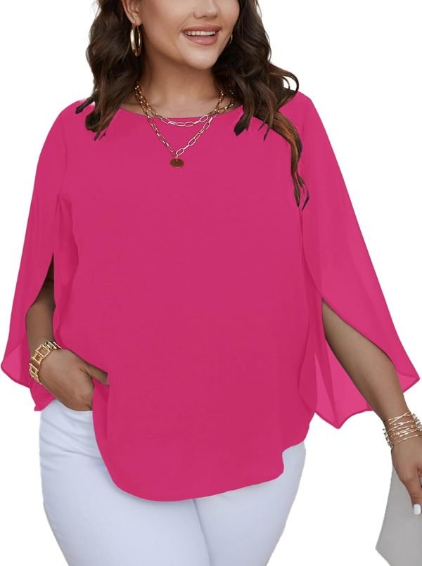 61dWv0P5pYL._AC_SL1500 Women Summer Batwing Sleeve Chiffon Tunic Tops Dressy Scoop Neck Casual Loose Flowy Shirts