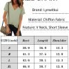 Women V Neck Chiffon Blouse Short Sleeve Summer Casual Loose Shirt Tops