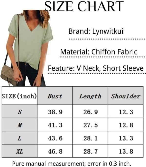 Women V Neck Chiffon Blouse Short Sleeve Summer Casual Loose Shirt Tops