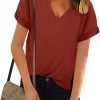 Women V Neck Chiffon Blouse Short Sleeve Summer Casual Loose Shirt Tops
