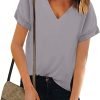 Women V Neck Chiffon Blouse Short Sleeve Summer Casual Loose Shirt Tops