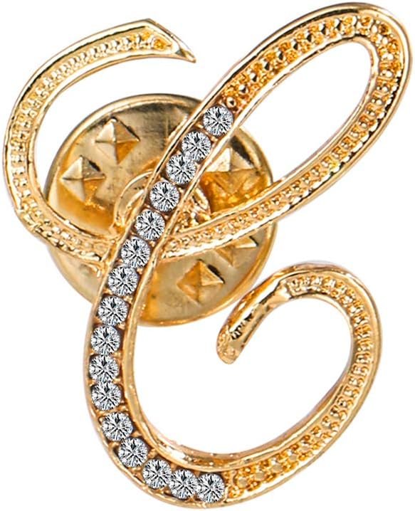 Initial Letter Brooch Pin Small Lapel Pin Tie Tack Name Personalized Gifts for Women Men Gold A-Z