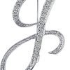 Letter Brooch Pins Initial Rhinestone Brooch for Women Crafts Silvery A-Z